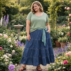 QVC Demin & Co Denim Maxi Skirt